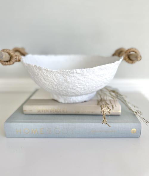 Drift White Organic Paper Mache Decorative Bowl | Decorative Objects by TM Olson Collection