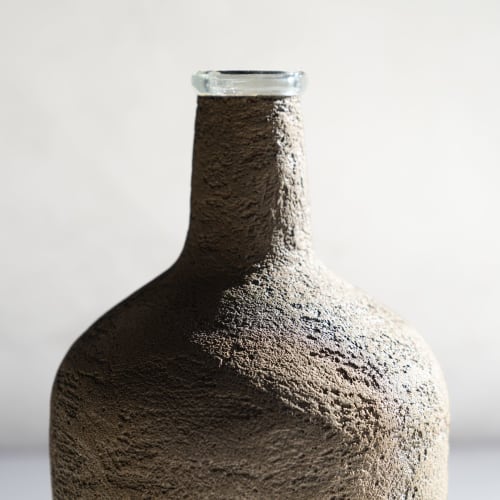 Extra Large Vessel Vase in Textured Earthen Brown Concrete | Vases & Vessels by Carolyn Powers Designs