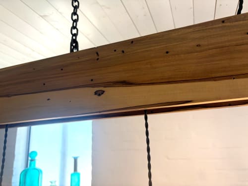 Linear 4 light chandelier in Brazillian Hickory | Chandeliers by Lakehouse Lighting