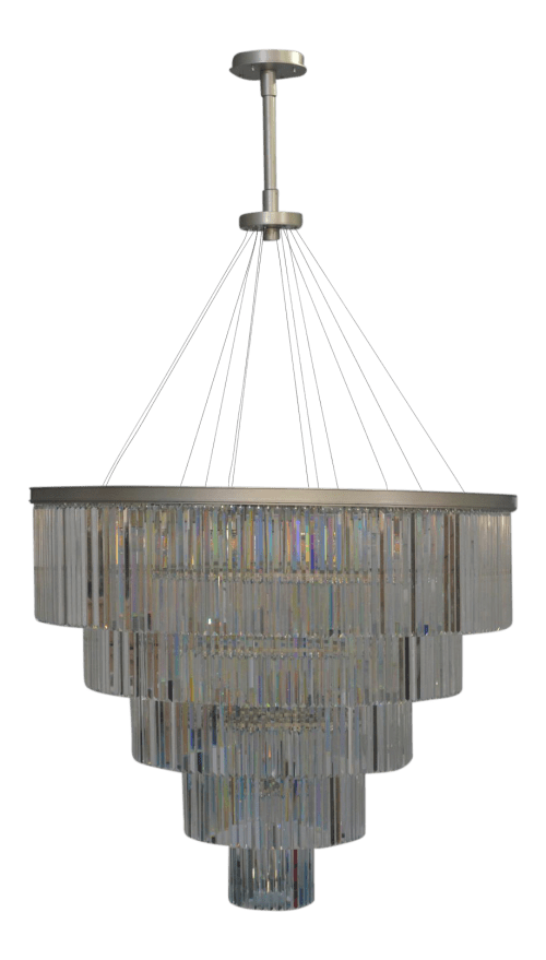 60” wide by 50” Height 5 tier crystal chandelier | Chandeliers by Custom Lighting by Prestige Chandelier