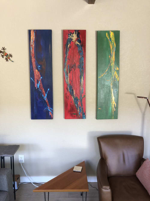 Diversity Triptych Acrylic Contemporary Abstract | Paintings by Strokes by Red - Red (Linda Harrison)
