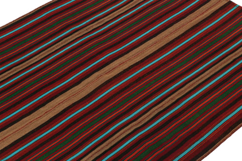Vintage Persian Kilim in Burgundy with Multicolor Stripes | Area Rug in Rugs by Rug and Kilim
