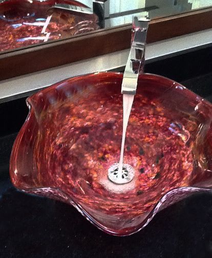 "Dried Rose" ~ Glass Sink | Water Fixtures by White Elk's Visions in Glass - Glass Artisan, Marty White Elk Holmes & COO, Jo Pierce
