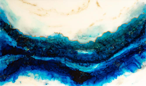 'RIVER' - Luxury Epoxy Resin Abstract Artwork | Oil And Acrylic Painting in Paintings by Christina Twomey Art + Design