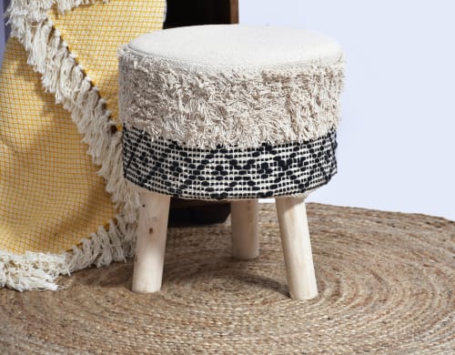 Artisanal Crafted Handloom Wood Stool_ Mango wood chair | Chairs by Humanity Centred Designs