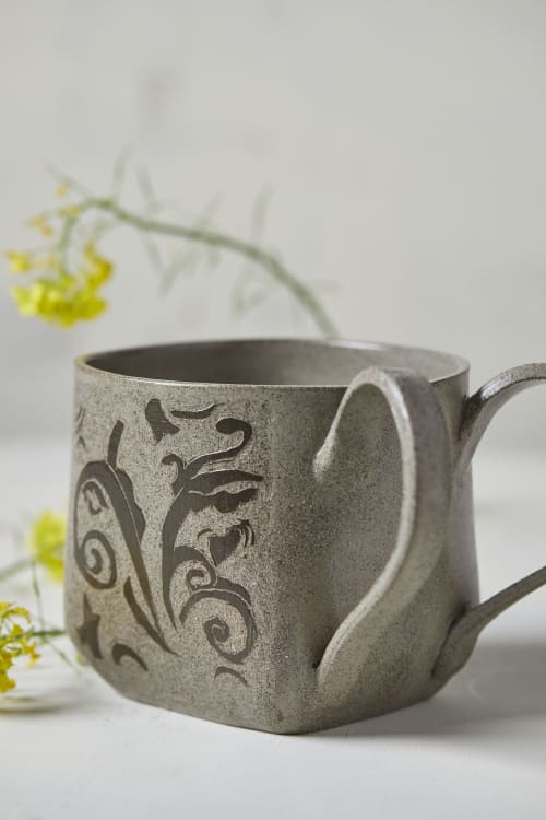 Handmade Modern Red Clay Coffee Mug, Short by cursive m ceramics