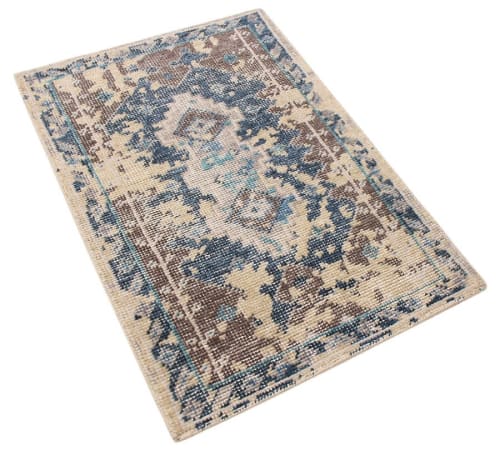 Rug & Kilim’s Distressed Gift Sized Rug Blue Transitional | Rugs by Rug and Kilim