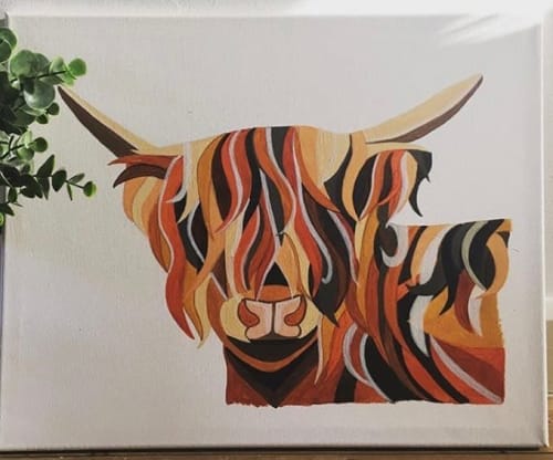 Original Piece - 'Ewen McCoo' HIghland Cow | Paintings by Geo-Wild Designs (Mahayla Clayton)
