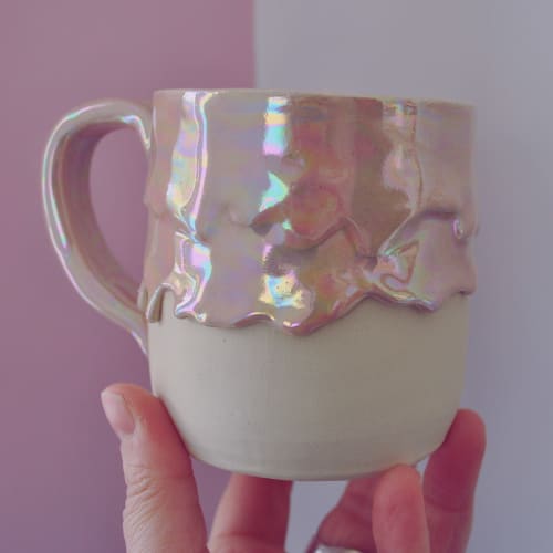Iridescent Pink Mug | Cups by Silver Spot Ceramics | Private Residence in Stroud