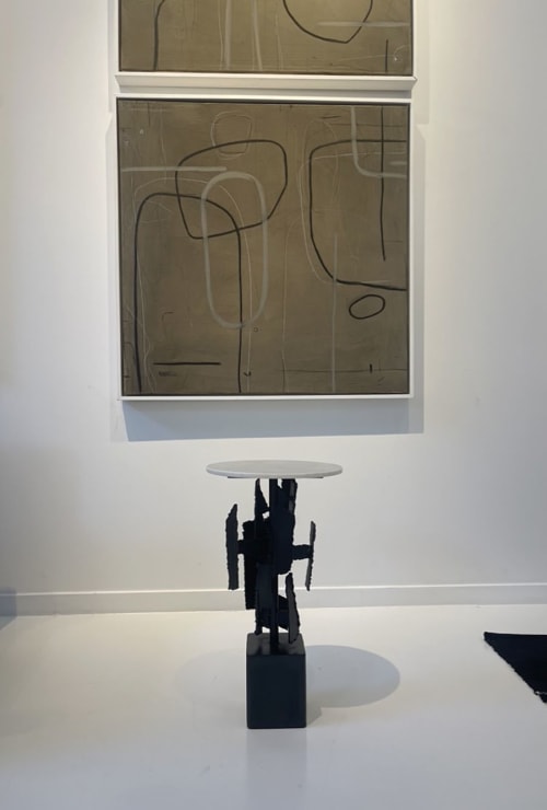 The Brut Sculptural Side Table Steel and Marble Design | Tables by Morgan Clayhall