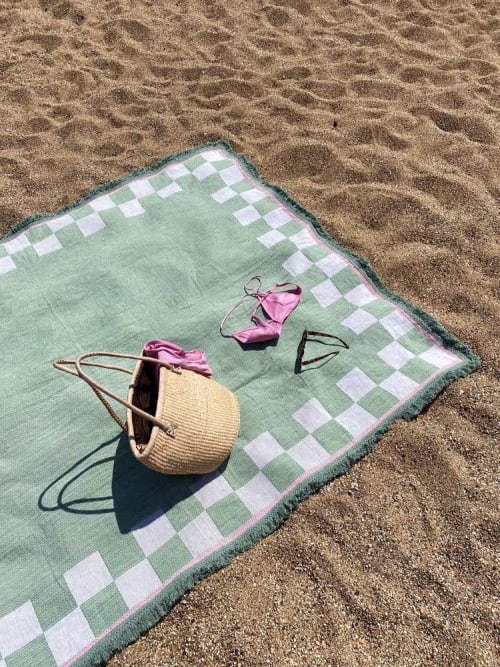 Checkered - Cactus | Linens & Bedding by What The Mood