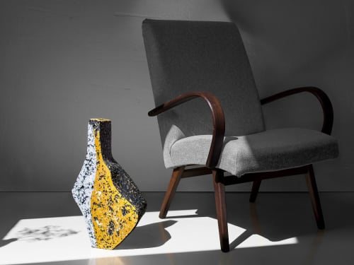 Large Brutalist Concrete Floor Vase, Textured Art Object | Sculptures by Donatas Žukauskas