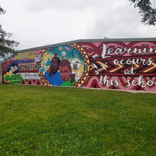 My Brother’s Keeper | Street Murals by Bay Area Mural Program | Martin Luther King Jr Elementary School in Oakland