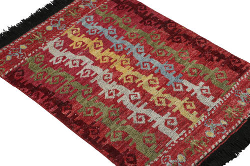 Rug & Kilim’s Caucasian Tribal Rug in Red with Vine Scroll | Rugs by Rug and Kilim