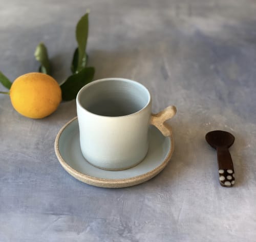 Seafoam - Twiggy Espresso cup & Saucer | Cups by Tomoko Ceramics | Oakland in Oakland