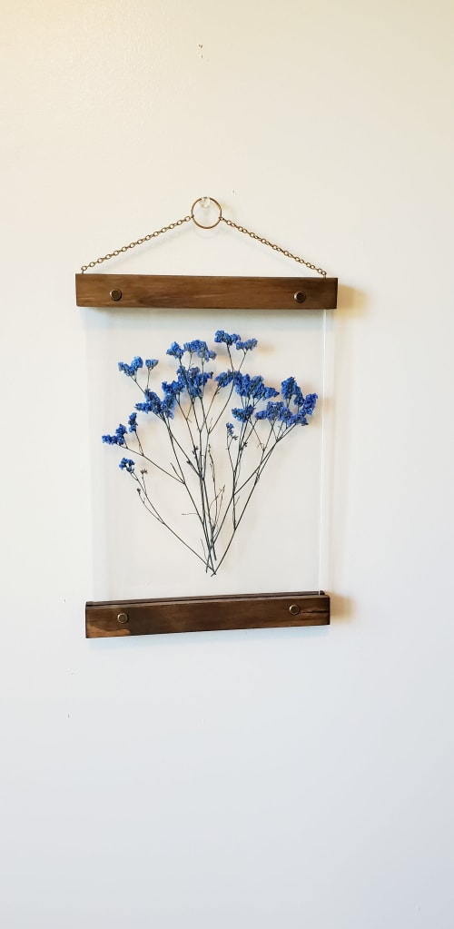 Blue wall art pressed flower earthy bedroom decorations deco | Art & Wall Decor by Studio Wildflower