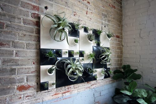 Ceramic wall planter living wall with airplants | Sculptures by Pandemic Design Studio