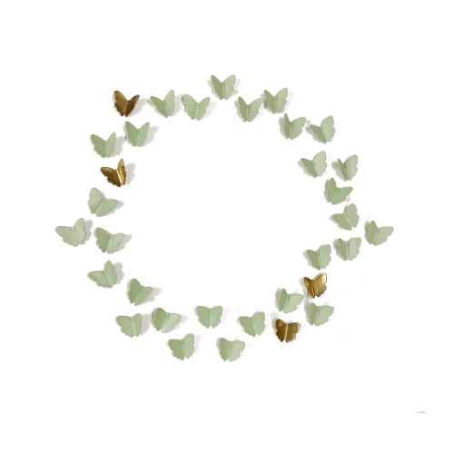 33 Sage Green and Gold Porcelain | Wall Sculpture in Wall Hangings by Elizabeth Prince Ceramics