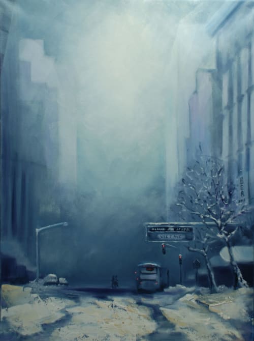 A street in winter NYC | Paintings by Art by Bgr / Benedicte Grange Rogulski