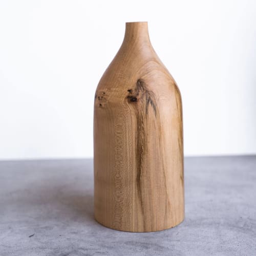 Pear Wood Bottle Shaped Vase | Vases & Vessels by Creating Comfort Lab