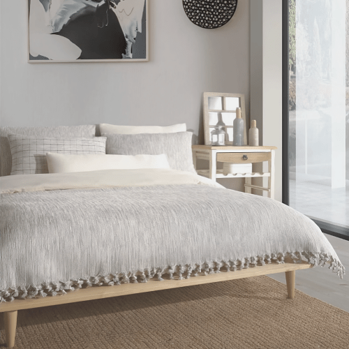 Organic Cotton Grey Throw Blanket & Bed Spread | Linens & Bedding by Lumina Design