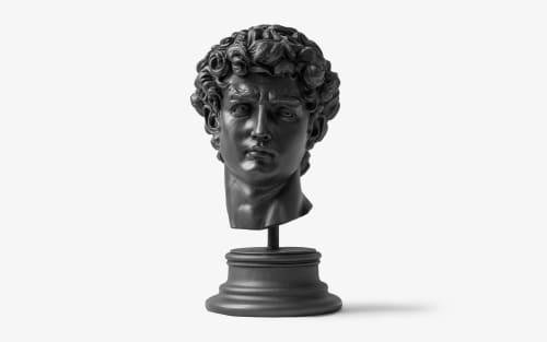 David Bust Painted in Black with Compressed Marble Powder | Sculptures by LAGU