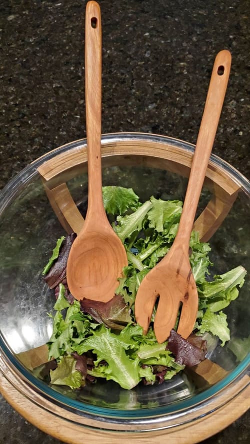 Handmade Wooden Salad Spoons | Utensils by Handmades by Honkey