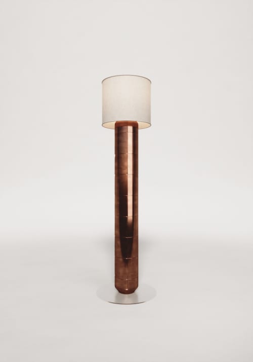 Handcrafted Ceramic Floor Lamp with Linen Cylinder Shade | Lamps by SVITANOK b