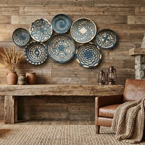 Natural Baskets for Boho Wall Decor Set of 8 | Ornament in Decorative Objects by Sarmal Design