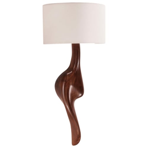 Amorph Oralee Sconces, Natural Walnut with Ivory Sink Shade | Sconces by Amorph