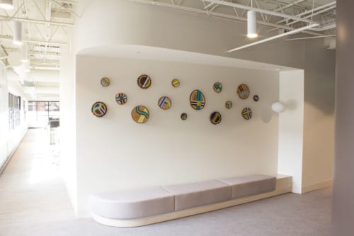 Painted Wood Slices | Mixed Media by Cassandra Smith | Allspring Global Investments in Milwaukee