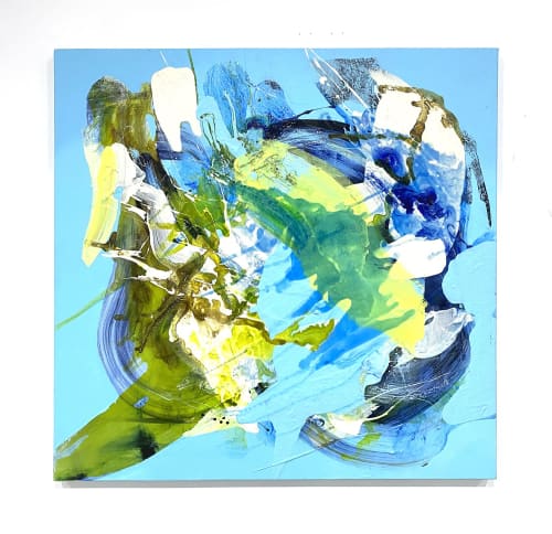 A Moment of Calculated Discord (40 x 40") | Oil And Acrylic Painting in Paintings by Calina Hiriza