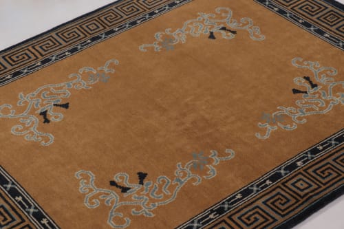 Rug & Kilim’s Chinese Art Deco Rug, Brown with Greek Key | Rugs by Rug and Kilim