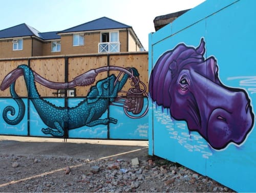 Hippo Mural | Street Murals by Frankie Strand