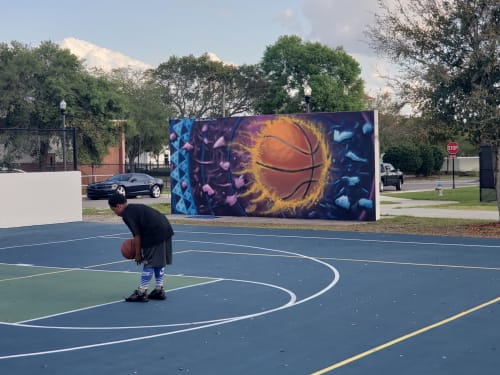 Lake Eva Community Park Basket Ball Courts mural | Murals by Drake Arnold | Wood Ave & S 6th St in Haines City