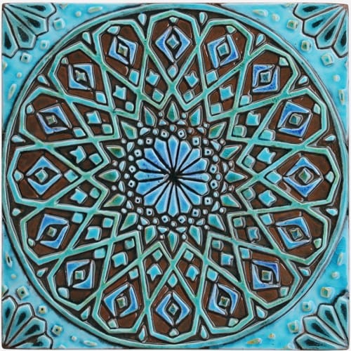 12 large ceramic turquoise tiles handmade in Spain. | Tiles by GVEGA