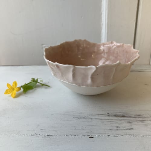 Translucent porcelain pink and white bowl | Decorative Bowl in Decorative Objects by Helene Fleury