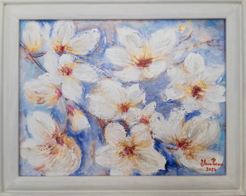 Silk magnolias | Oil And Acrylic Painting in Paintings by Elena Parau