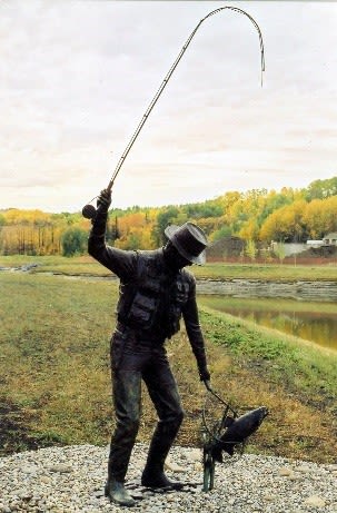 Fly Fishing on the Bow | Public Sculptures by Don Begg / Studio West Bronze Foundry & Art Gallery | Calgary International Airport in Calgary