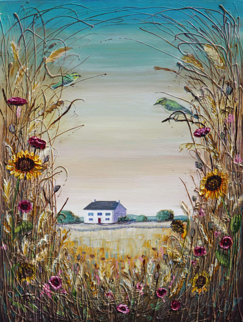 Welsh Cottage Serenity — Original Mixed Media Painting | Oil And Acrylic Painting in Paintings by DaggArt