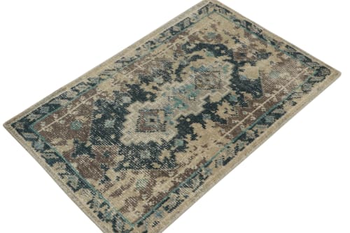 Distressed Scatter rug in Blue, Beige-Brown pattern | Rugs by Rug and Kilim