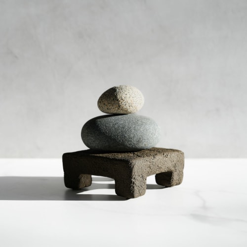 Small Square Shelf Riser in Textured Earthen Brown Concrete | Decorative Objects by Carolyn Powers Designs