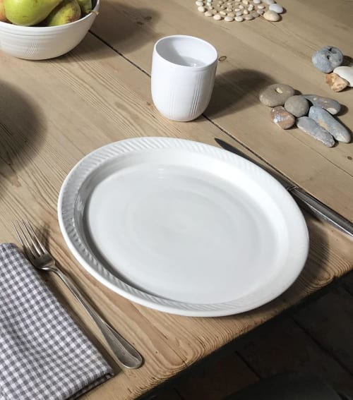 Plates, salad bowl, beakers of the rustic dinner set | Tableware by Charlotte Storrs