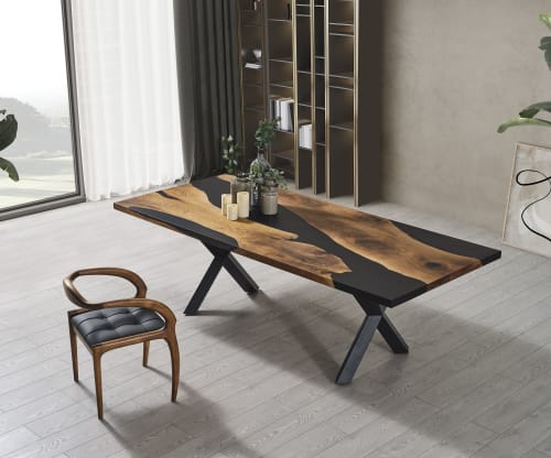 Black Resin Dine Table - Custom Order Dining Table | Tables by Tinella Wood