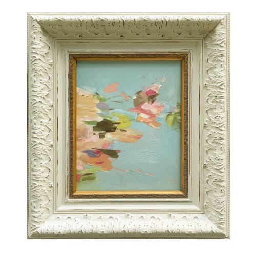 Contemporary Soft "Petals" in Vintage Frame | Oil And Acrylic Painting in Paintings by Suzanne Nicoll Studio