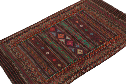 Vintage Baluch Tribal Kilim in Burgundy with Geometric | Rugs by Rug and Kilim