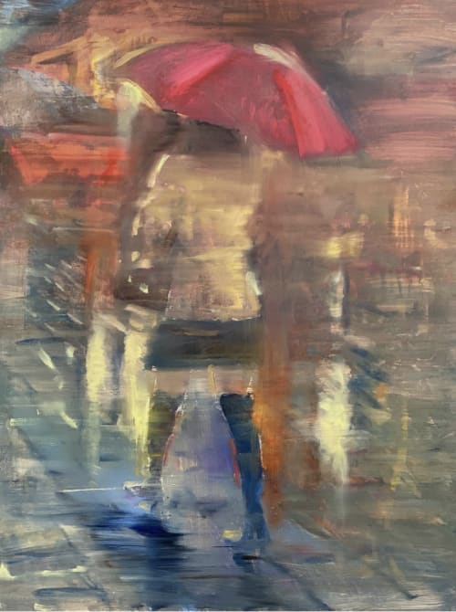 Cherry Blossom Rain - Kyoto Painting | Oil And Acrylic Painting in Paintings by Gregg Chadwick