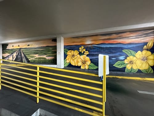 Columbia Parking Garage Murals | Street Murals by Christine Crawford | Christine Creates | Truist in Columbia