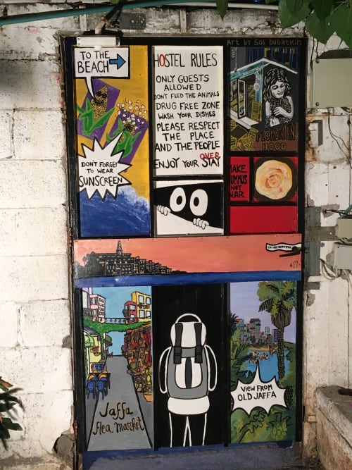 Overstay TLV Door | Murals by Sol Dugatkin | Overstay TLV Hostel in Israel