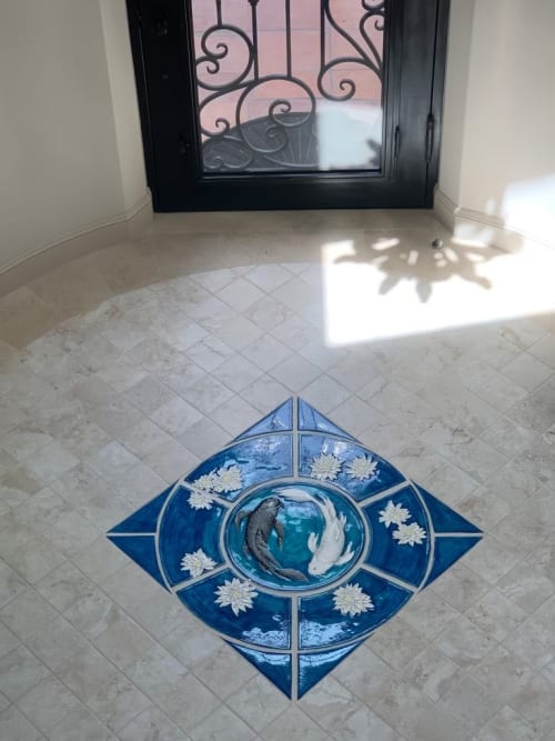 yin and yang floor medallion | Tiles by Sue Barry tiles